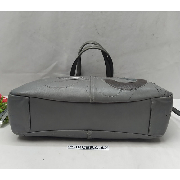 Coach Chelsea Inlaid Gray Leather Charlie Double Handles Zipper Tote Bag - Picture 8 of 16